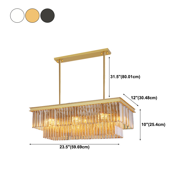 Modern Island Lighting 6-Light Crystal Hanging Light for Dining Table