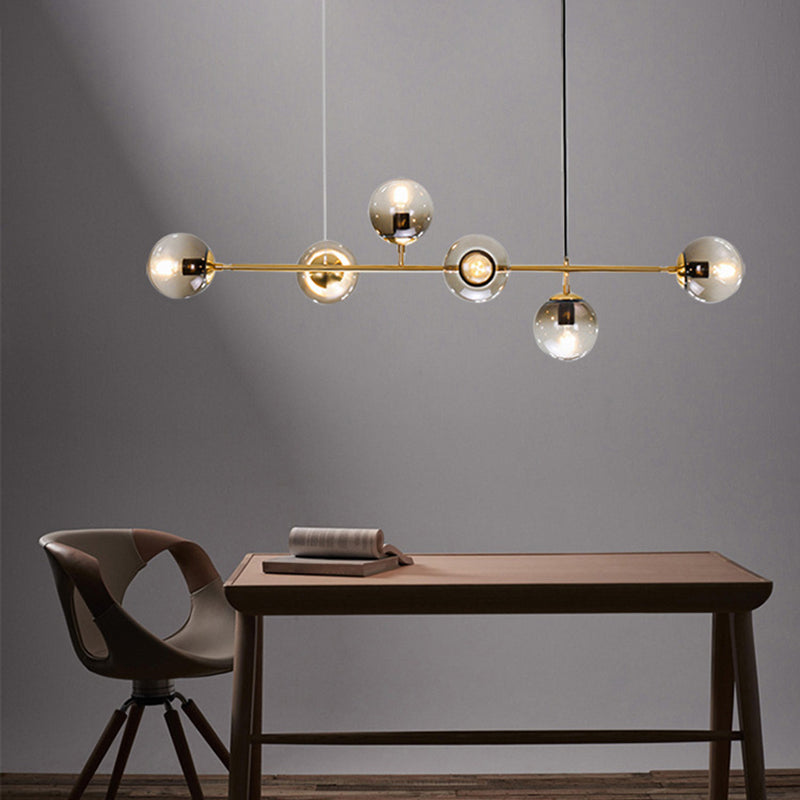 Modern Style Hanging Island Light Glass Ball Hanging Lighting Fixture for Dining Room