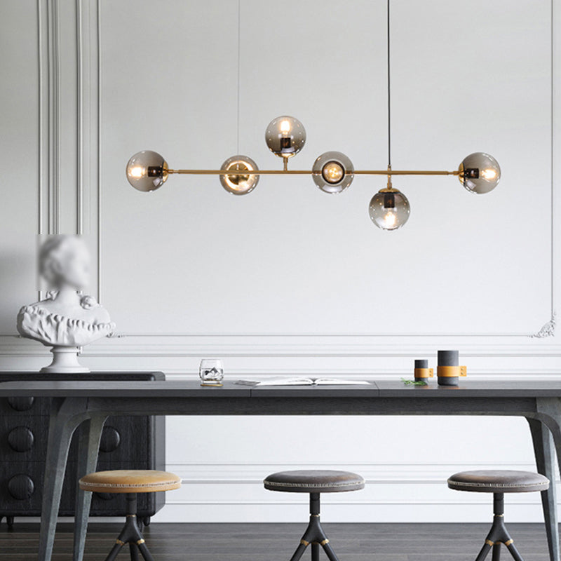 Modern Style Hanging Island Light Glass Ball Hanging Lighting Fixture for Dining Room