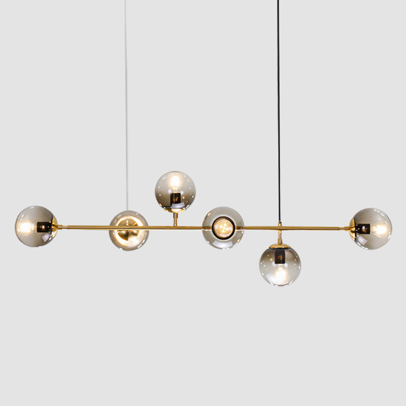 Modern Style Hanging Island Light Glass Ball Hanging Lighting Fixture for Dining Room