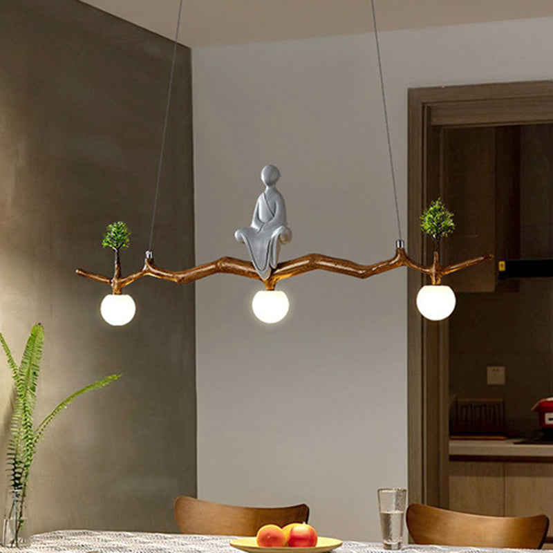 Modern Style Hanging Island Light Glass Hanging Lighting Fixture for Dining Room
