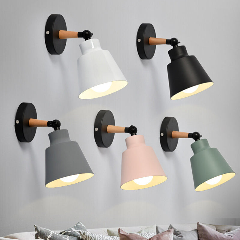 Contemporary Wood Wall Light Macaron Lighting for Living Room