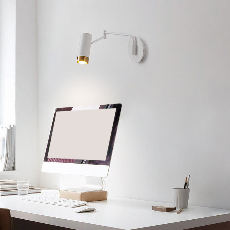Black/White Single Modern Wall Mounted Sconce Metal Wall Light for Bedroom