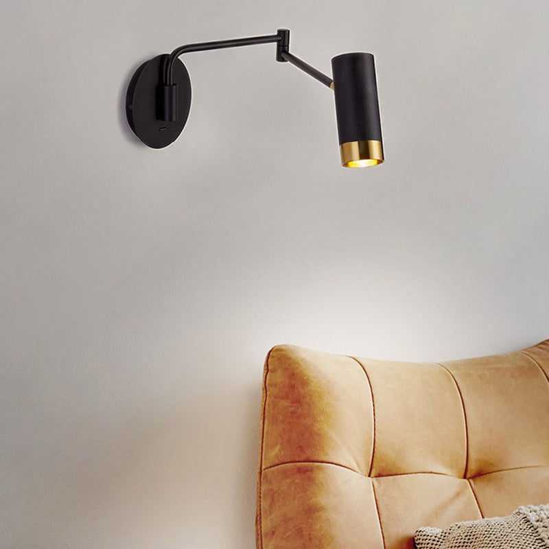 Black/White Single Modern Wall Mounted Sconce Metal Wall Light for Bedroom