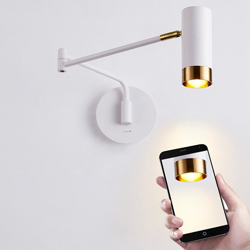 Black/White Single Modern Wall Mounted Sconce Metal Wall Light for Bedroom