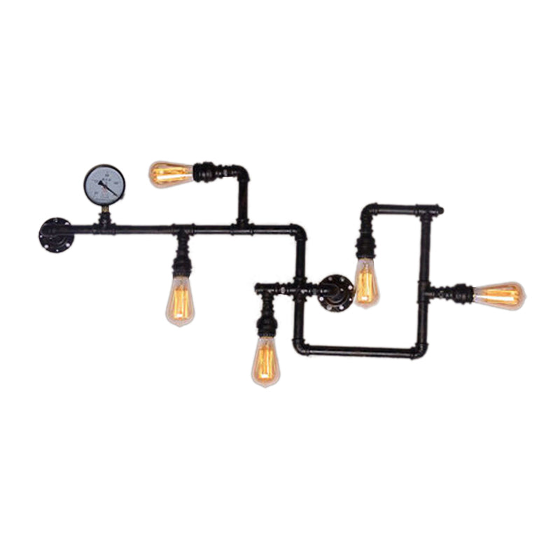 Iron Water Pipe Wall Lights Industrial 5 Head Wall Mount Fixture