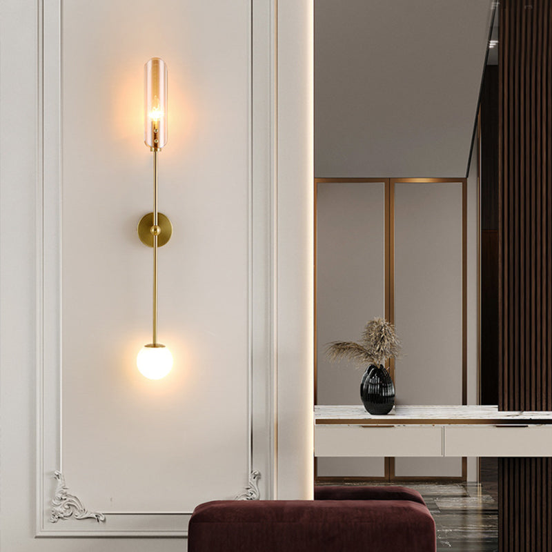 Industrial Glass Globe Wall Light Polish Finish Lighting for Dining Room