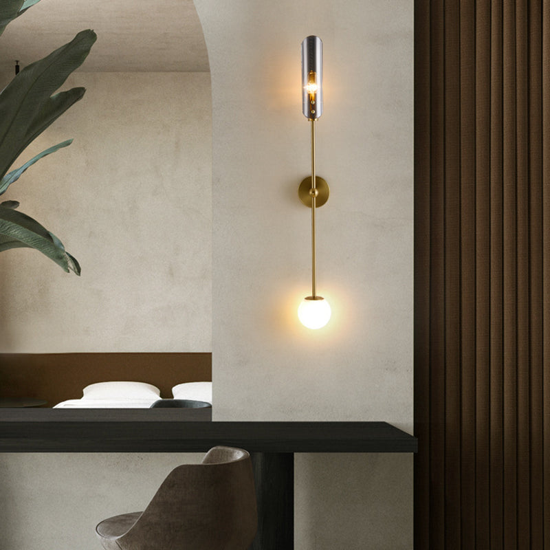 Industrial Glass Globe Wall Light Polish Finish Lighting for Dining Room