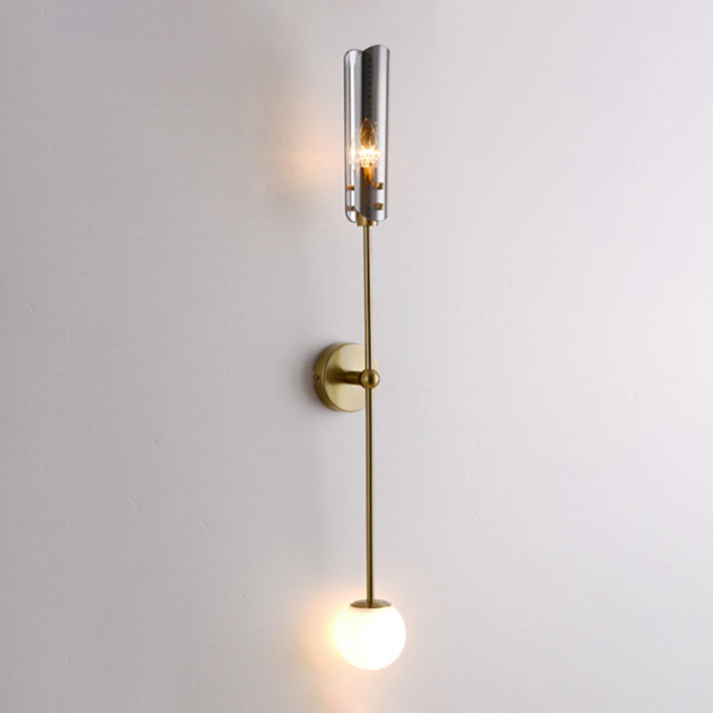 Industrial Glass Globe Wall Light Polish Finish Lighting for Dining Room