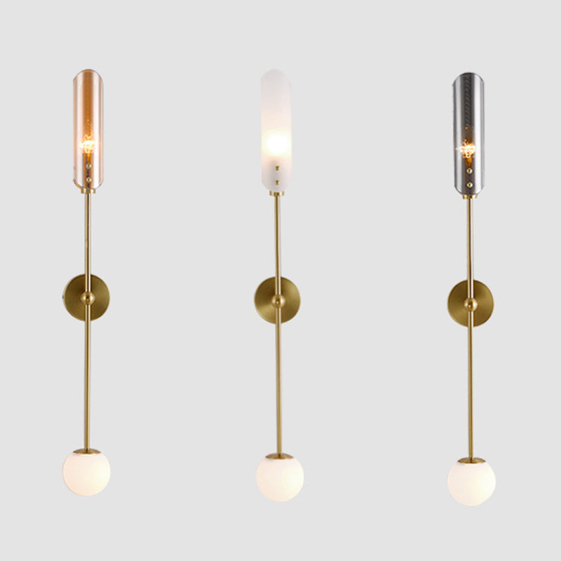 Industrial Glass Globe Wall Light Polish Finish Lighting for Dining Room