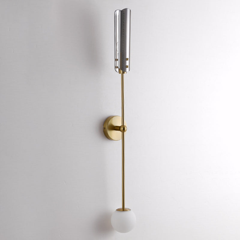 Industrial Glass Globe Wall Light Polish Finish Lighting for Dining Room