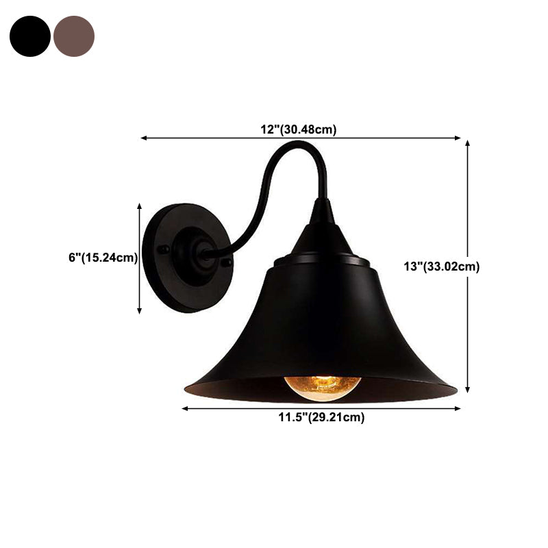 1-Light Wall Sconce Industrial Outdoor Sconce Lighting With Metal Shade