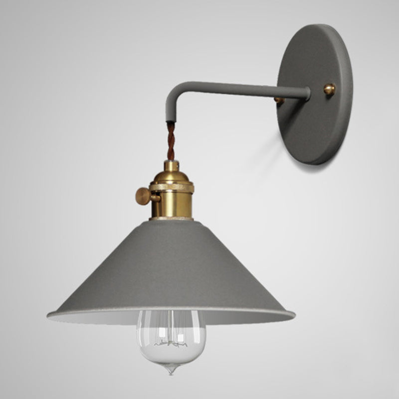 Cone Shaded Wall Light Industrial Polish Finish Lighting for Living Room