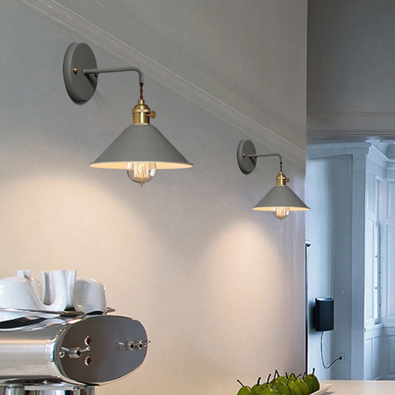 Cone Shaded Wall Light Industrial Polish Finish Lighting for Living Room