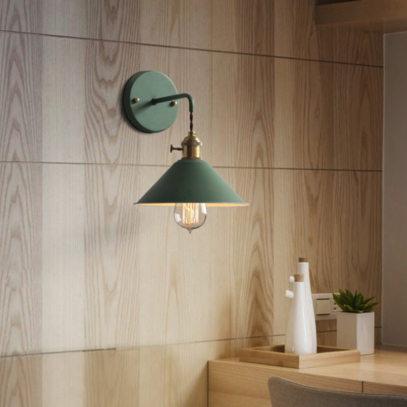 Cone Shaded Wall Light Industrial Polish Finish Lighting for Living Room