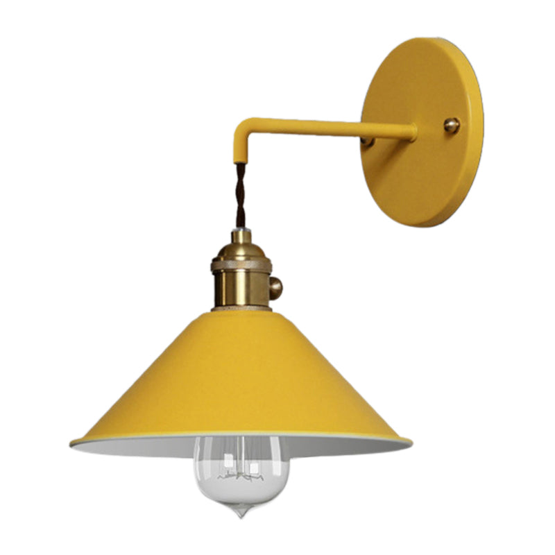 Cone Shaded Wall Light Industrial Polish Finish Lighting for Living Room