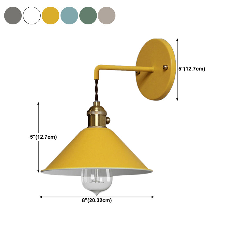 Cone Shaded Wall Light Industrial Polish Finish Lighting for Living Room