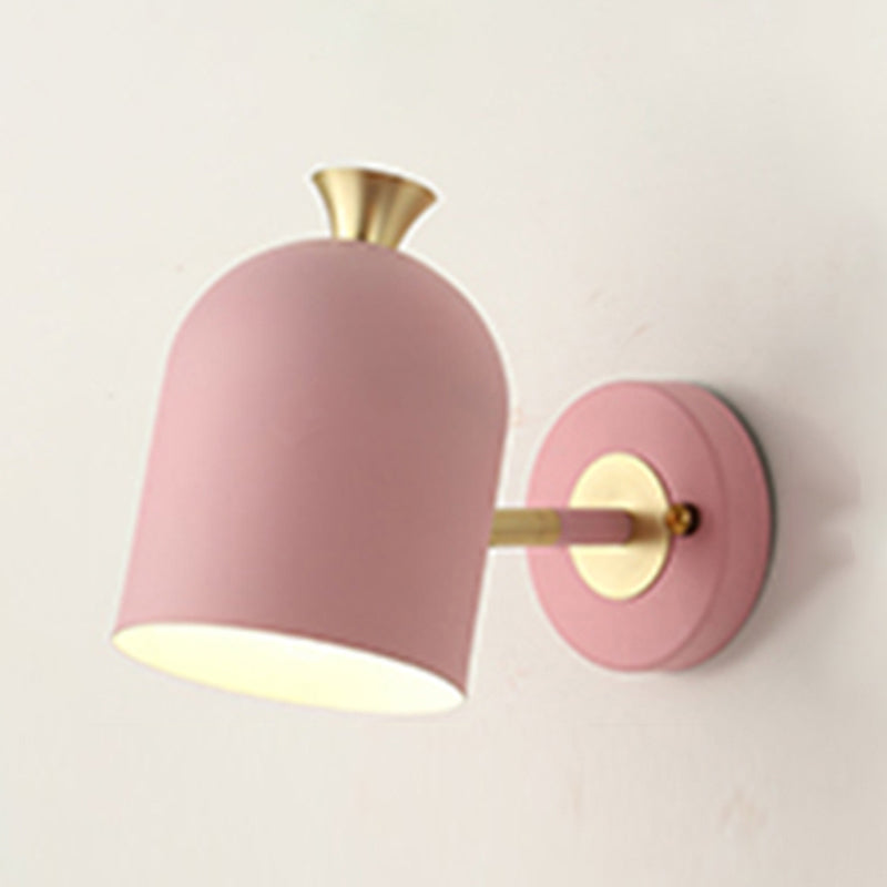 1-Light Modern Macaron Style Wall Sconce Metal Wall Lighting for Bedroom