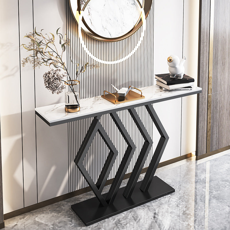 Irone Base Console Table with Rectangle Stone Top for Hall Accent Table