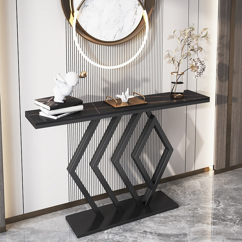 Irone Base Console Table with Rectangle Stone Top for Hall Accent Table