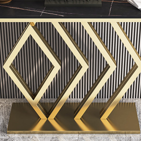 Irone Base Console Table with Rectangle Stone Top for Hall Accent Table