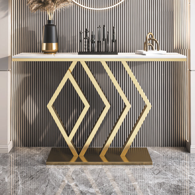 Irone Base Console Table with Rectangle Stone Top for Hall Accent Table