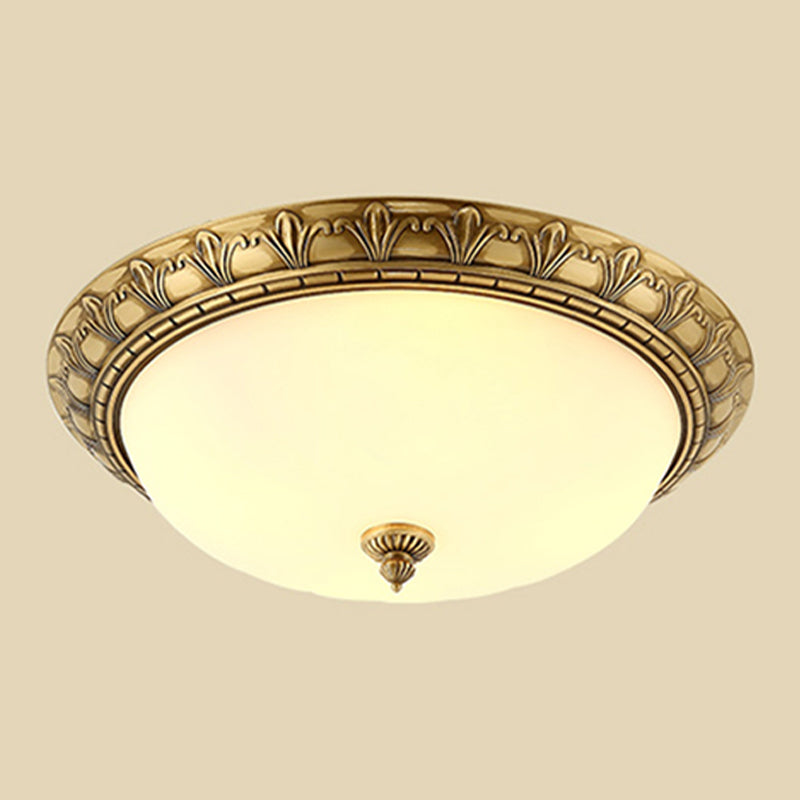 Colonial Style Round Flush Mount Fixture Glass Multi-Light Flush Mount Lighting