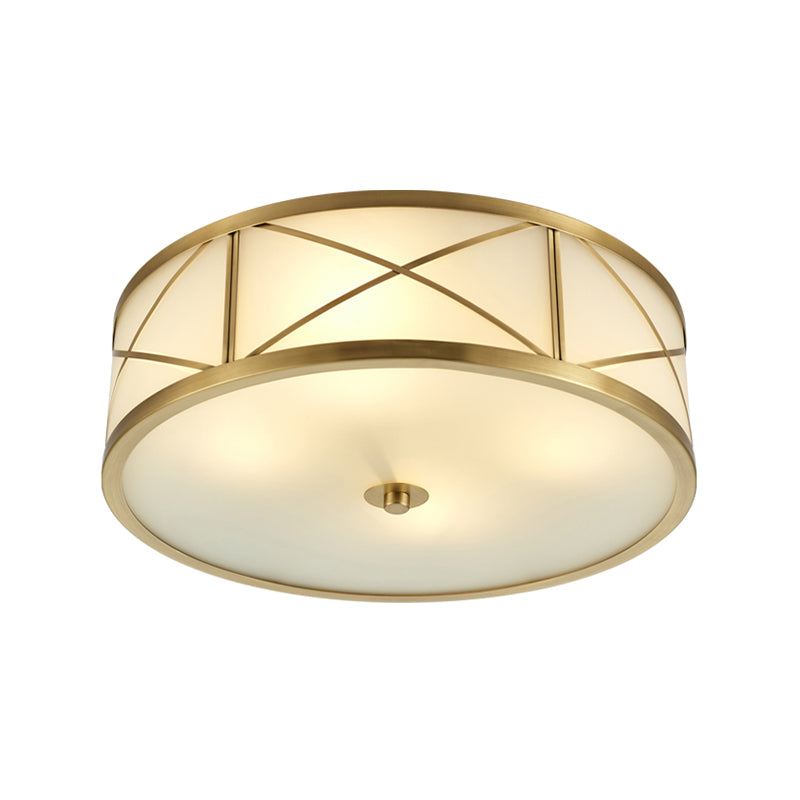 American Style Ceiling Lamp Glass Gold Flush Mount Lighting for Bedroom