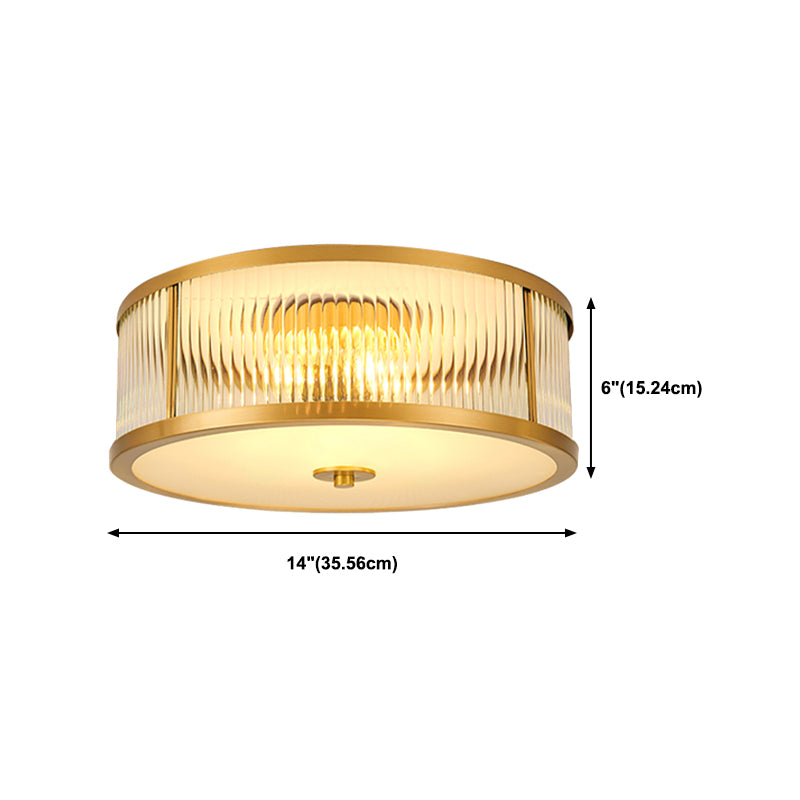 American Style Ceiling Lamp Glass Gold Flush Mount Lighting for Bedroom