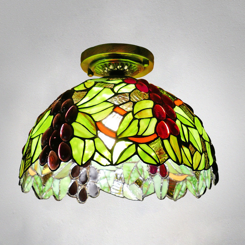 Tiffany Style Bowl Flush Mount Glass Ceiling Light 1 Light for Hallway