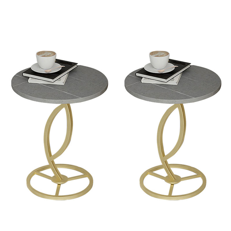 Round Slate Side Table Modern Minimalist Side Table for Living Room