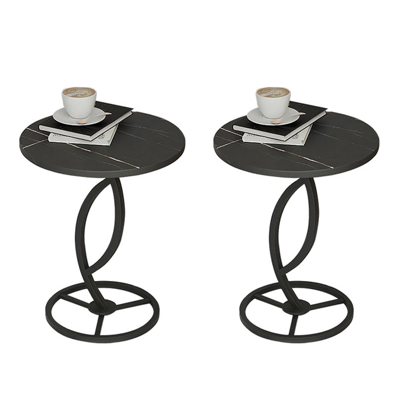 Round Slate Side Table Modern Minimalist Side Table for Living Room