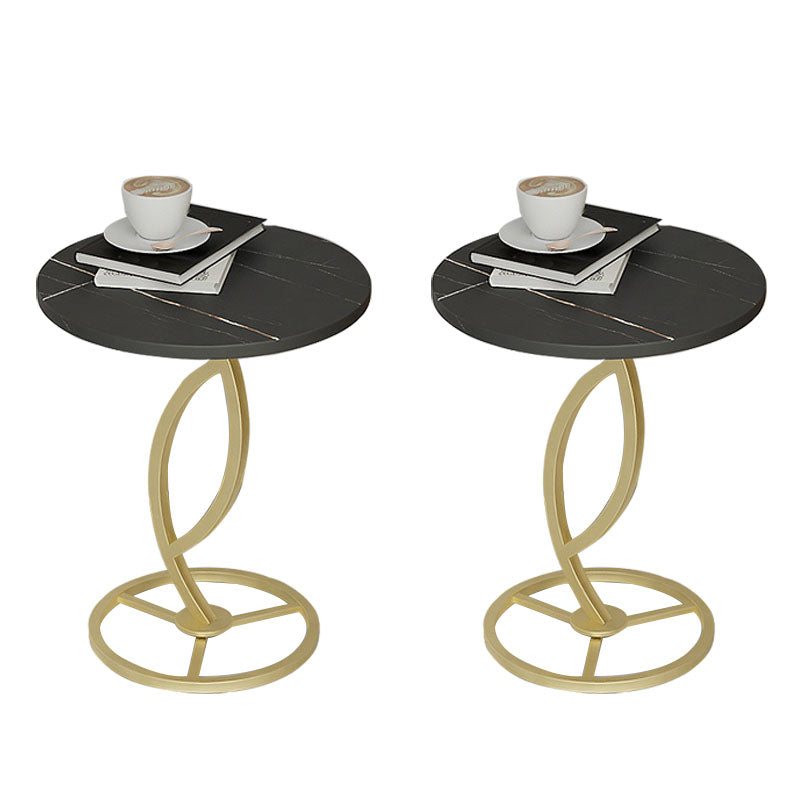 Round Slate Side Table Modern Minimalist Side Table for Living Room