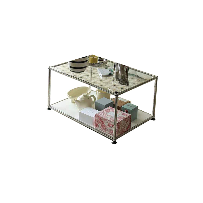 Contemporary Style Coffee Cocktail Table Metal 4 Legs Coffee Table