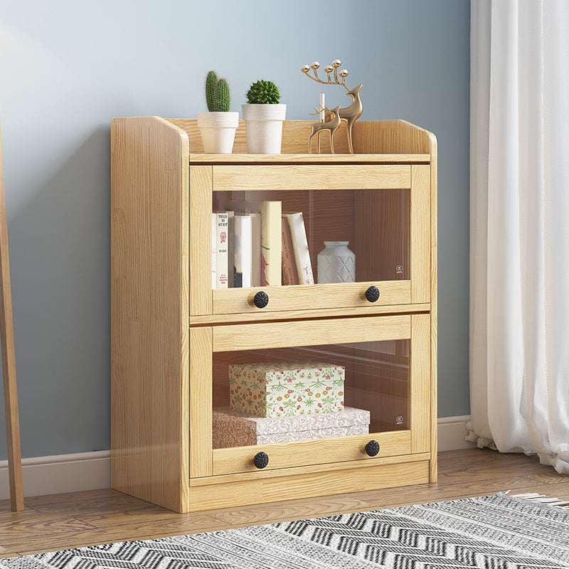 11.8" W Closed Storage Bookcase Modern Wooden Bookshelf with Glass Doors