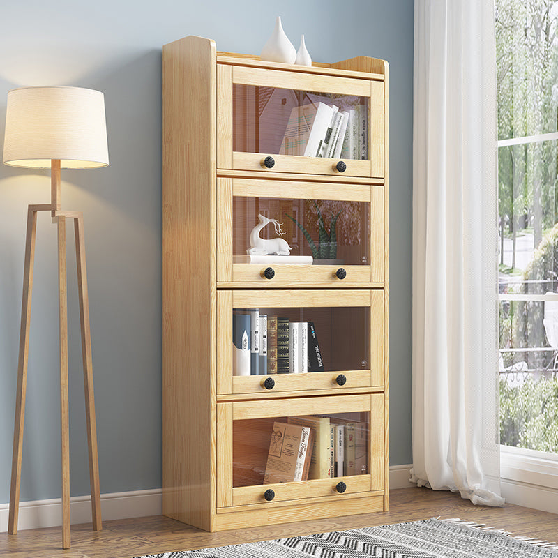 11.8" W Closed Storage Bookcase Modern Wooden Bookshelf with Glass Doors