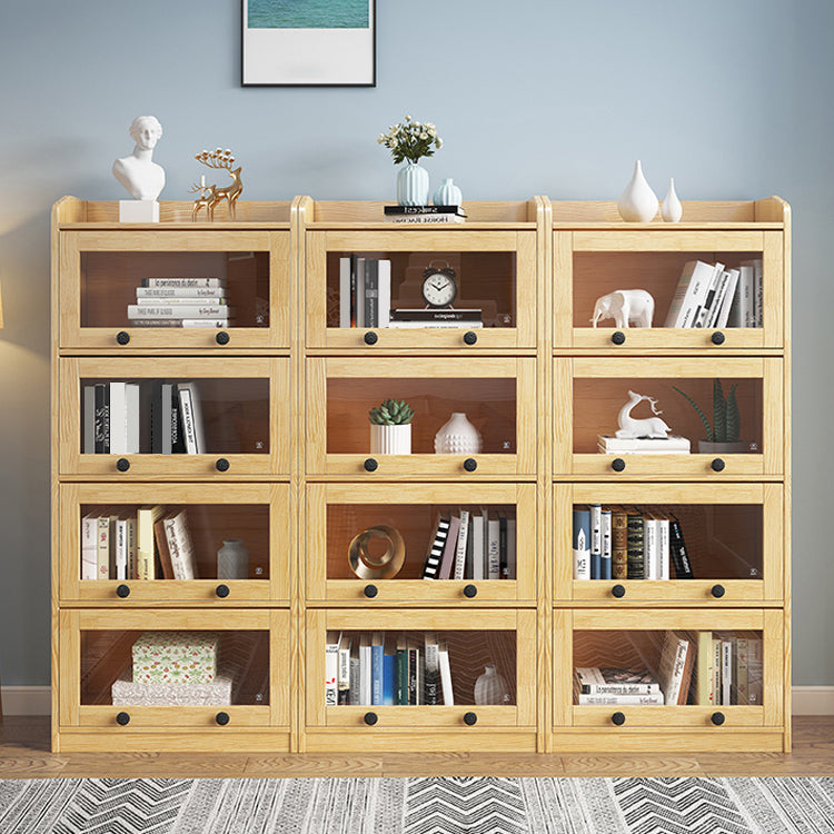 11.8" W Closed Storage Bookcase Modern Wooden Bookshelf with Glass Doors
