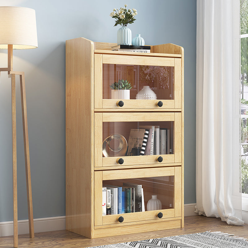 11.8" W Closed Storage Bookcase Modern Wooden Bookshelf with Glass Doors