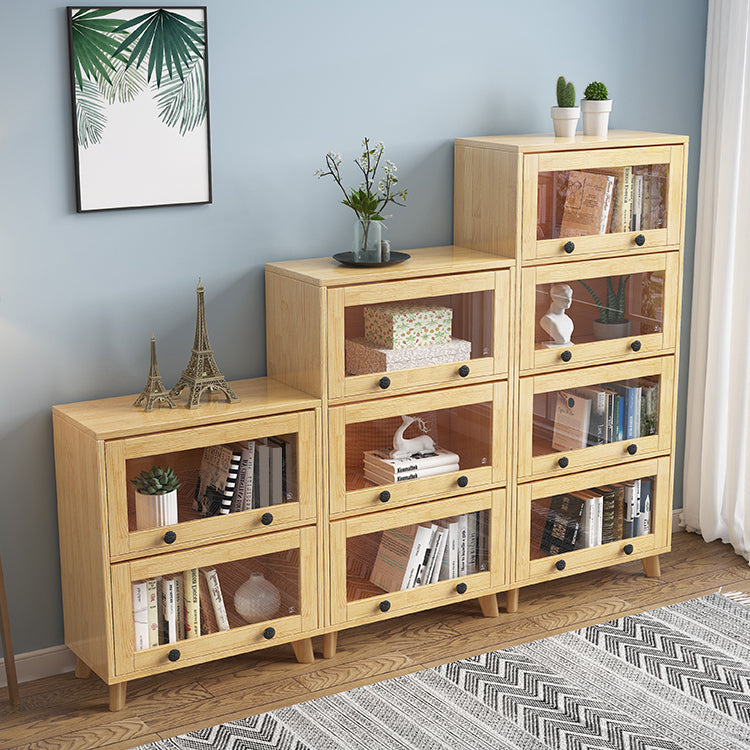 11.8" W Closed Storage Bookcase Modern Wooden Bookshelf with Glass Doors