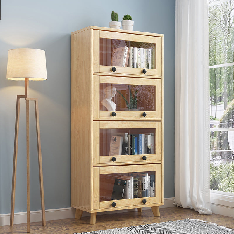 11.8" W Closed Storage Bookcase Modern Wooden Bookshelf with Glass Doors