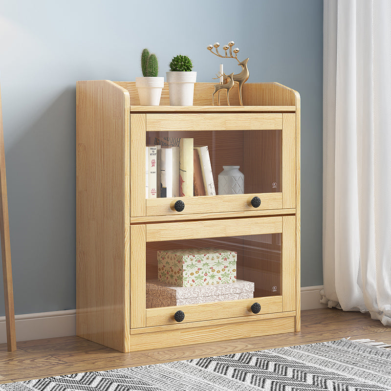 11.8" W Closed Storage Bookcase Modern Wooden Bookshelf with Glass Doors