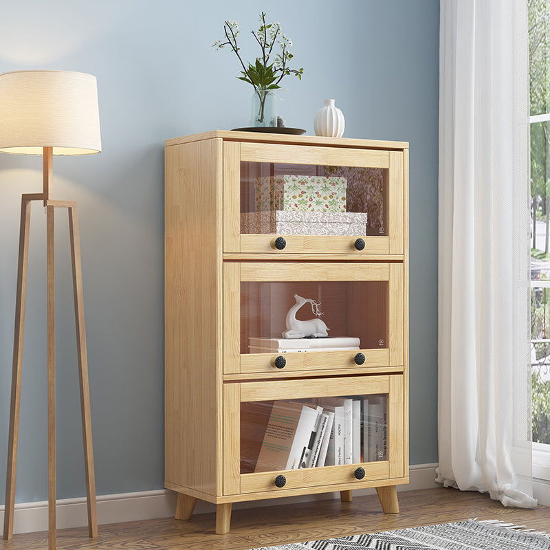 11.8" W Closed Storage Bookcase Modern Wooden Bookshelf with Glass Doors