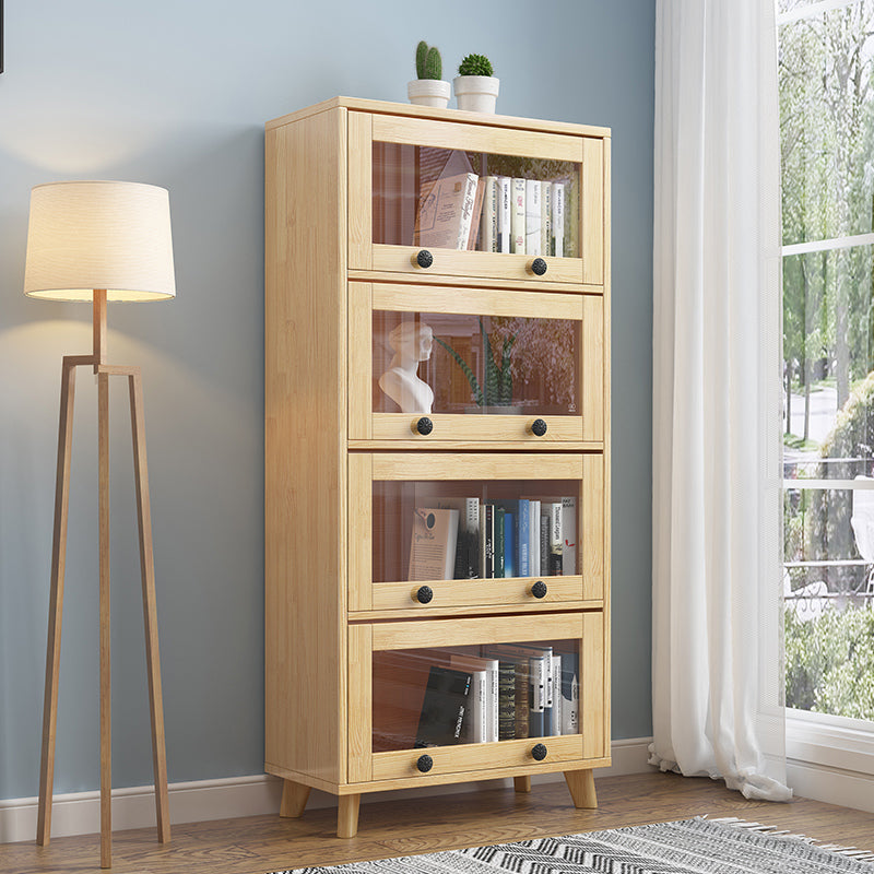 11.8" W Closed Storage Bookcase Modern Wooden Bookshelf with Glass Doors