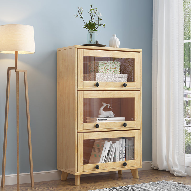 11.8" W Closed Storage Bookcase Modern Wooden Bookshelf with Glass Doors