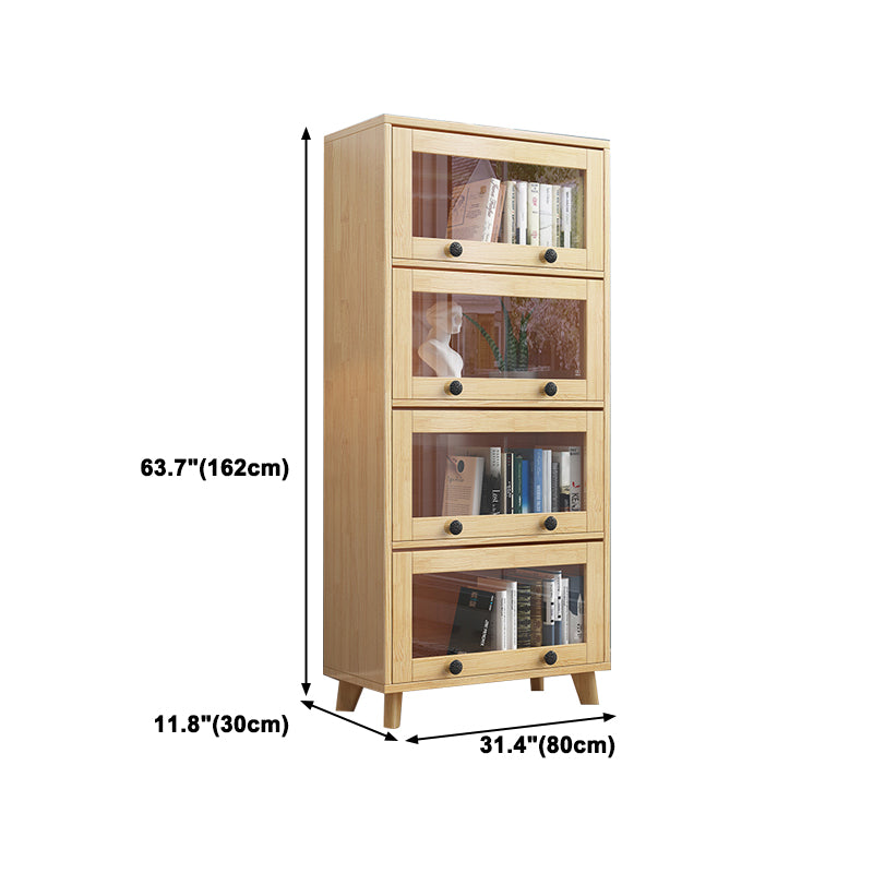 11.8" W Closed Storage Bookcase Modern Wooden Bookshelf with Glass Doors