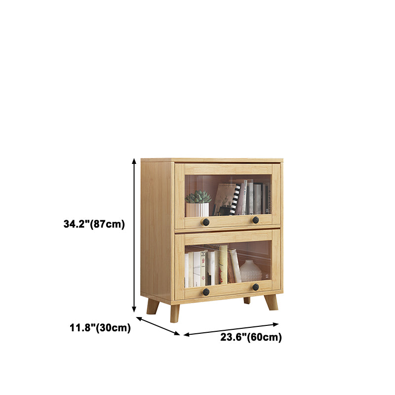 11.8" W Closed Storage Bookcase Modern Wooden Bookshelf with Glass Doors