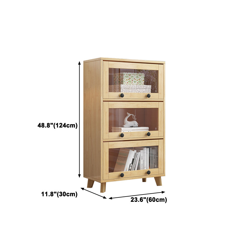 11.8" W Closed Storage Bookcase Modern Wooden Bookshelf with Glass Doors