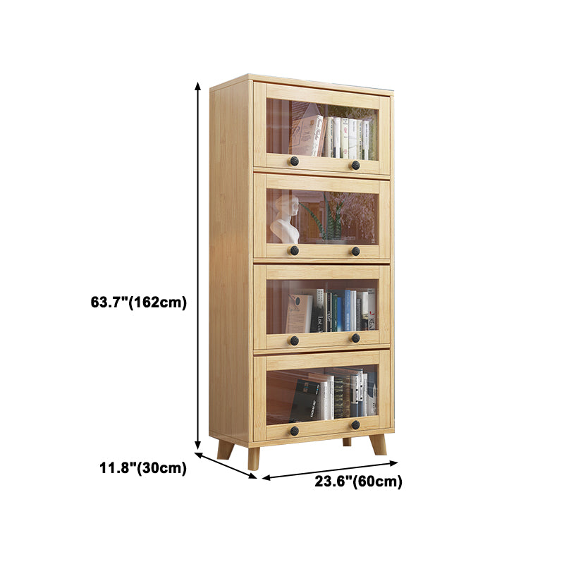 11.8" W Closed Storage Bookcase Modern Wooden Bookshelf with Glass Doors