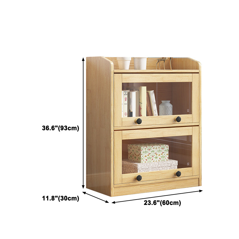 11.8" W Closed Storage Bookcase Modern Wooden Bookshelf with Glass Doors