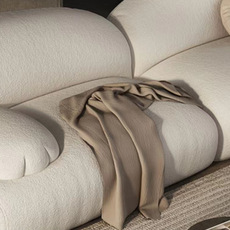 Modernism Cream Cat-Shaped Sofa Pillow Top Arm Wool Sofa - 39.37" D